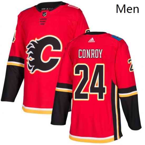 Mens Adidas Calgary Flames 24 Craig Conroy Premier Red Home NHL Jersey
